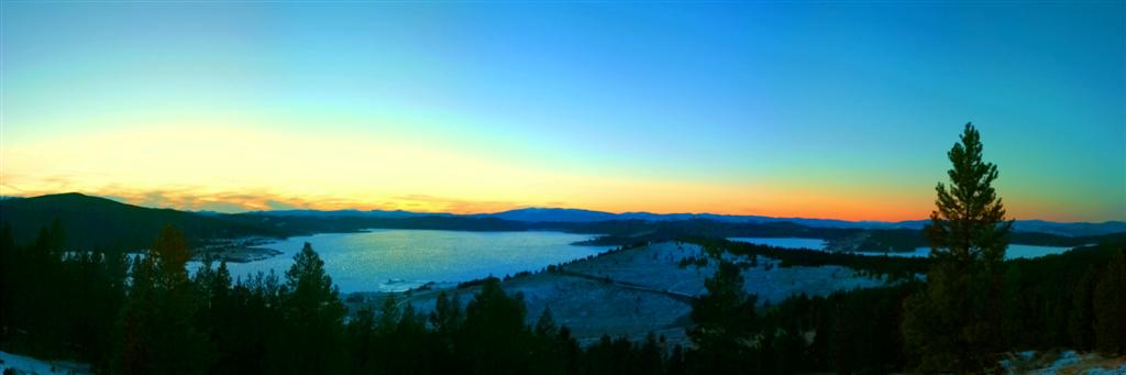 Georgetown Lake Frozen Sunset Panorama
